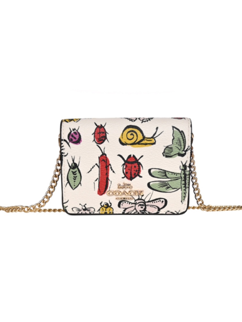 Coach Mini Wallet on Chain with Creature Print